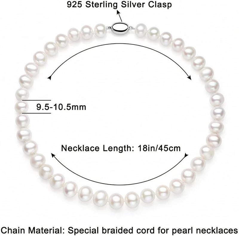 JORA White Freshwater Cultured Pearl Necklace for Women in 18 Inch Princess Length - Image 4